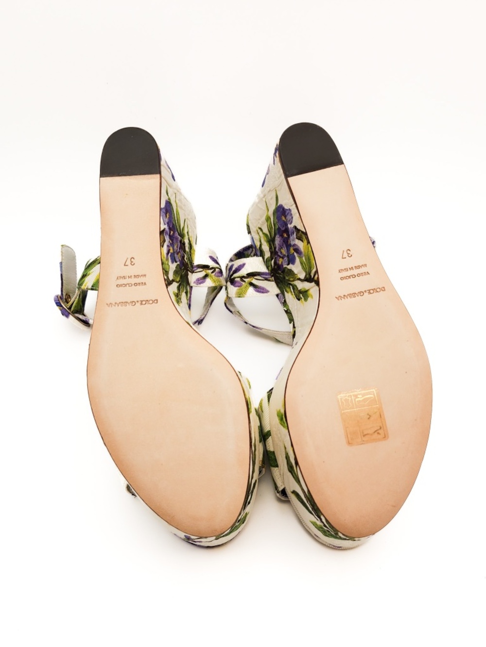 Dolce & Gabanna Jacquard Floral Platform Wedge Sandals EU 37 - Picture 9 of 9